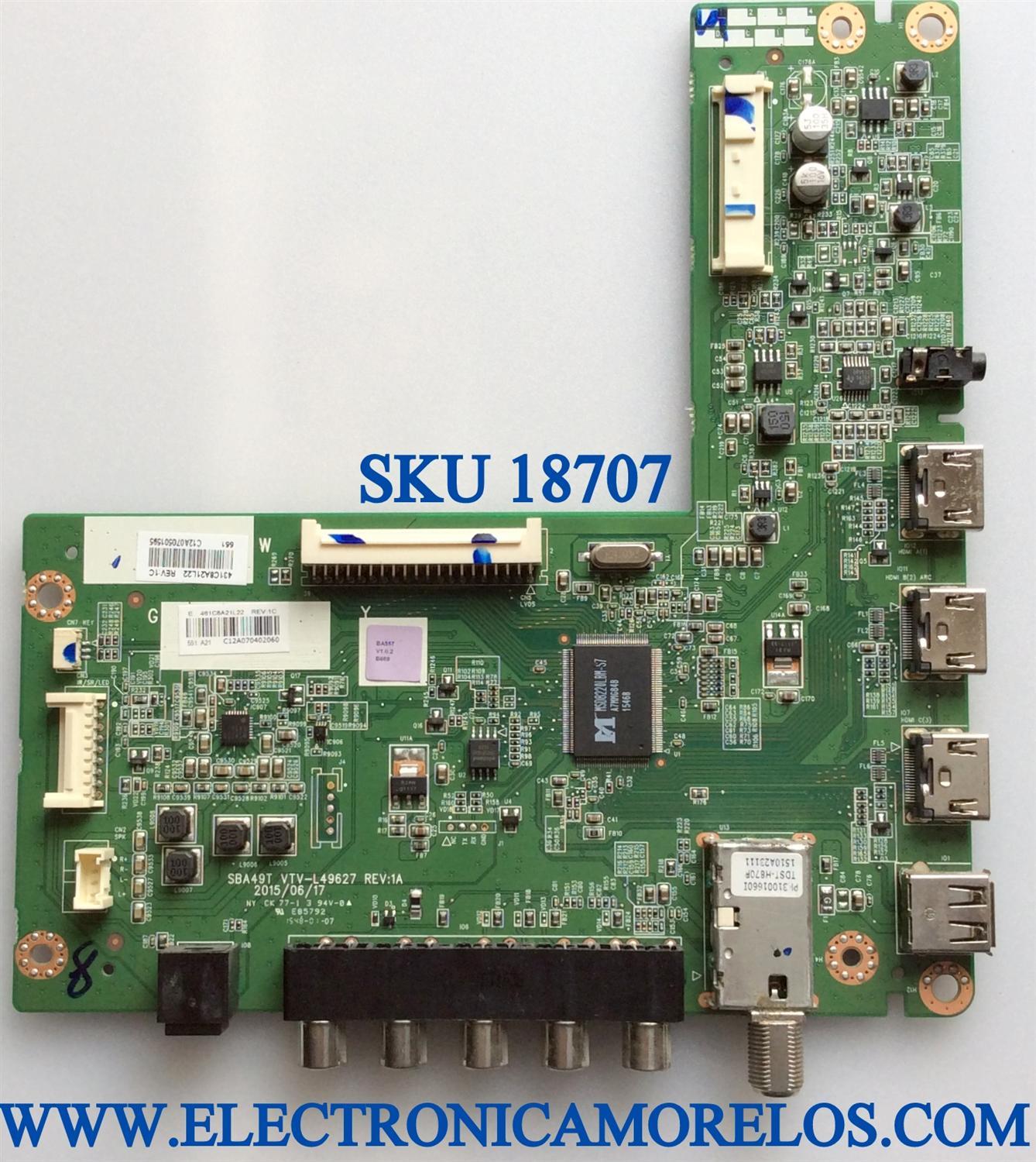 MAIN / TOSHIBA 461C8A21L22 / SBA49T VTV-L49627 REV: 1A / 431C8A21L22 / PANEL`S K550WDR-HG350 REV.(3)A+3 / K550WDR-HG350 / MODELOS 55L310U / 55L310U REV. B